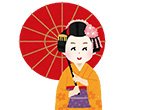Cartoon Geisha with Umbrella